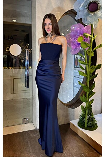 Nika Fashion Üstü Krep Altı Saten Abiye