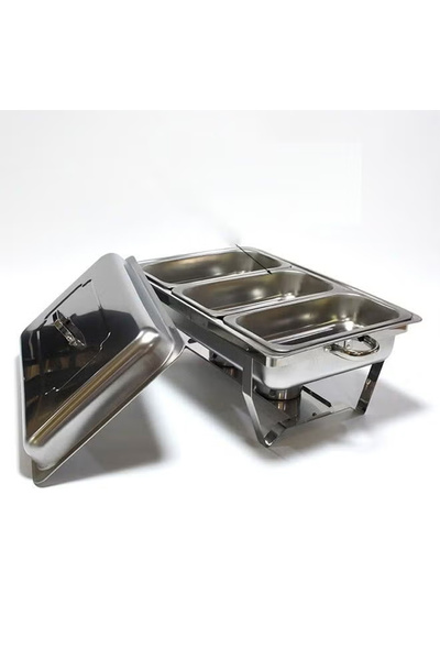 NKX Stainless Steel Chafing Dish With Lid Silver 3Layers