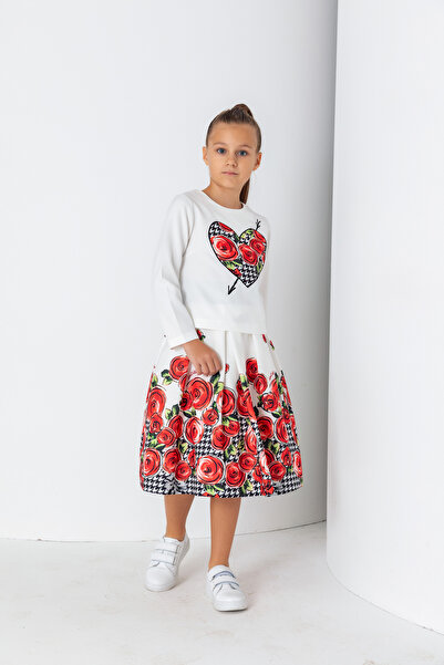 incity Girl's Ecru Rose Printed Stylish Skirt – New Product
