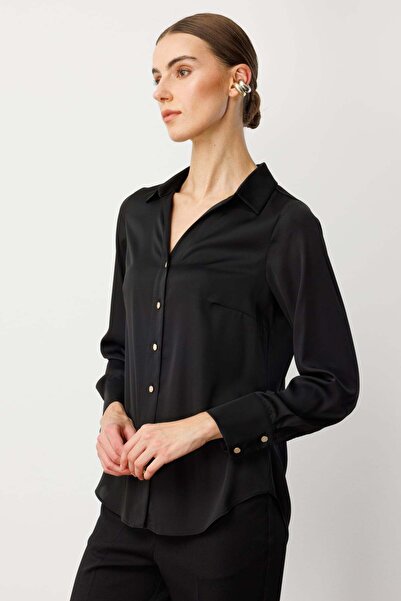Ekol Σατέν μπλούζα με κουμπιά
