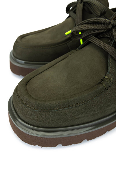 Tamer Tanca Men's Genuine Leather Green Nubuck Loafer Shoes