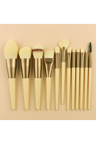 BEILI Yellow Vegan 12-Piece Makeup Brush Set