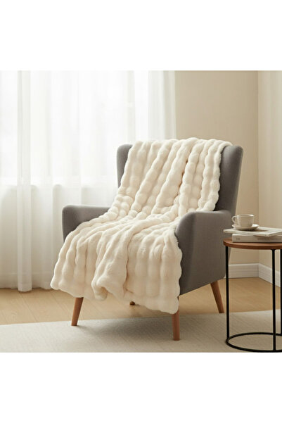 zola Fluffy faux fur/plush blanket, Zola, 160 × 100 cm, polyester, white