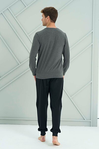 REMSA Set pijama cu mânecă lungă bumbac moale pentru bărbați 2219 Antracit
