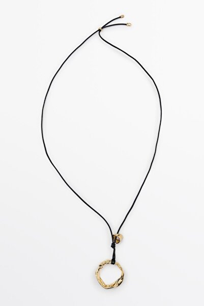 Massimo Dutti Asimetrik parçalı deri kolye