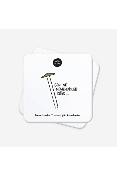 Hisli Şeyler Beni Ne Mühendisler İstedi 2'li Bardak Altlığı Seti