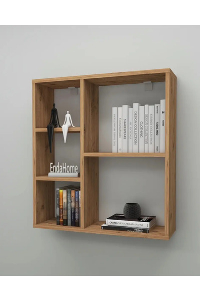 Reyo Enda Home Myra 5 Gözlü Çok Amaçlı Modern Duvar Rafı Atlantik Çam