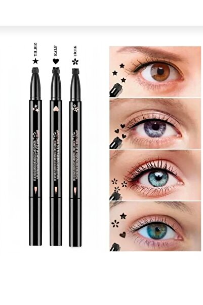 Birse Çift Taraflı 3'Lü Set Yıldız-Kalp-Çiçek Desenli Kalem Eyeliner
