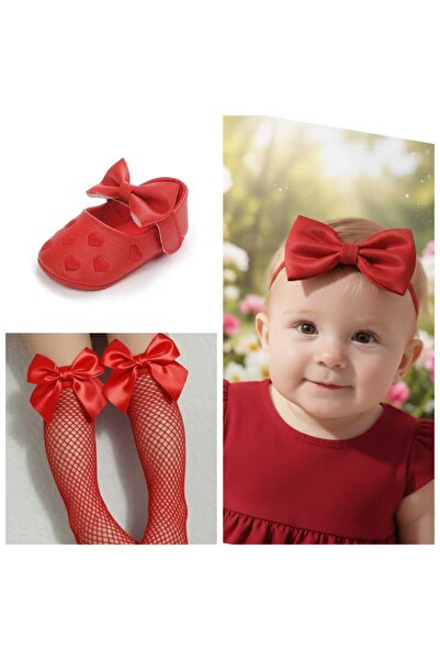 hira kids collection BABY BOOTIES SHOES-BANDANA-FILE SOCKS TRIPLE SET