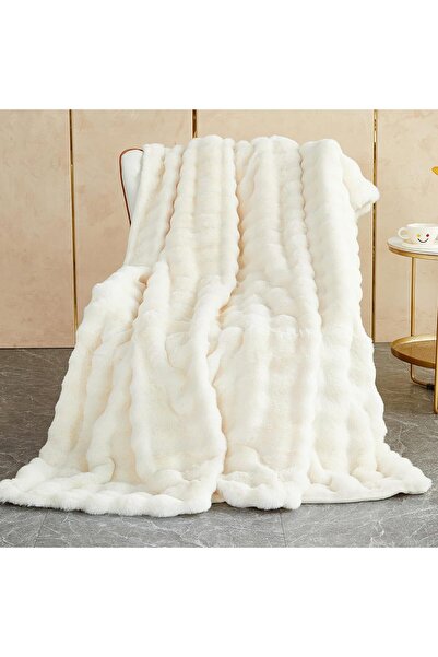 zola Fluffy faux fur/plush blanket, Zola, 160 × 100 cm, polyester, white