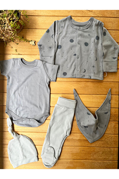 Moi Noi Ay Desenli 5'li Hastane Çıkışı-Gri