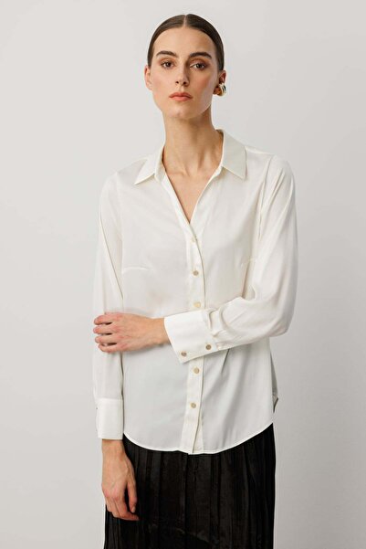 Ekol Düğmeli Saten Bluz