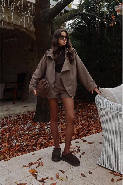 Havoş Mink Tatum Jacket Shorts Suede Set