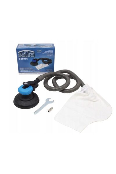 SATRA Slefuitor pneumatic excentric cu furtun si sac pentru aspirare, 150 mm, oscilatie 2.5 mm, consum aer