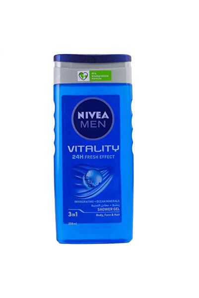 NIVEA جل استحمام للرجال، تأثير انتعاش يدوم 24 ساعة للوجه والجسم والشعر - 250 مل