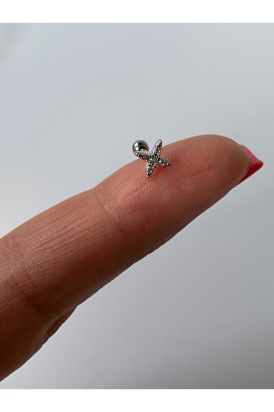 kurukafagift Çelik Helix Tragus Zirkon Taşlı Yıldız Figürlü 8 mm