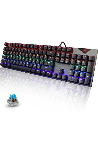 Generic English Arabic Mechanical Gaming Keyboard with LED Backlight,104 Keys Fast Response Wired Keyboard