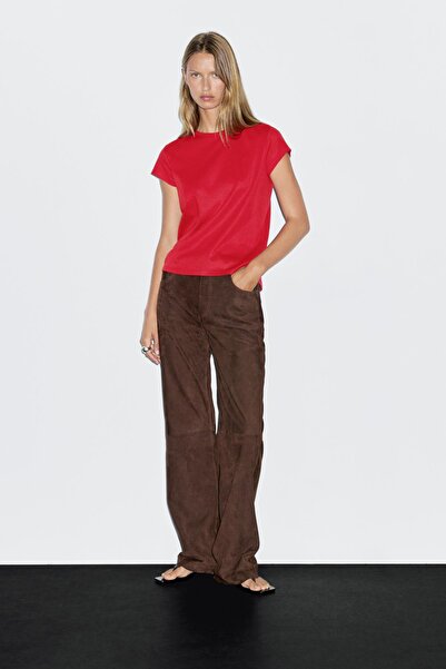 Massimo Dutti %100 merserize pamuklu kısa kollu t-shirt