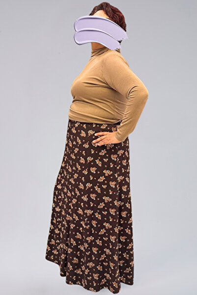 MAKSEN TEKSTİL Pieced Long Prayer Skirt, Viscose Flowered 8 Pieces Long Women's Skirt