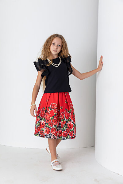 incity Girl's Red Rose Printed Stylish Skirt – New Year's Special