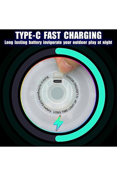 UZUNKAYA HOME Learning Fun Rgb LED Işıklı Şarjlı Karanlıkta Parlayan Uçan Disk Frizbi