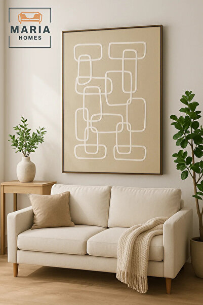 MARIA HOMES Abstract Wall Art 150×100 | Modern Canvas Décor | Minimalist Line...