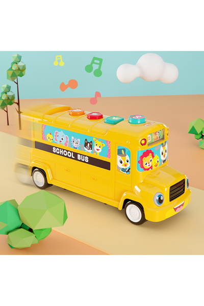 Ominii Baby School Bus Toy for 18M+,Kids Educational Toy,Musical Learning Animal School Bus