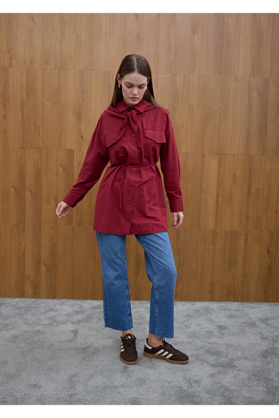 Birgül Bektaş Πουκάμισο με διπλή τσέπη σε μπορντό χρώμα