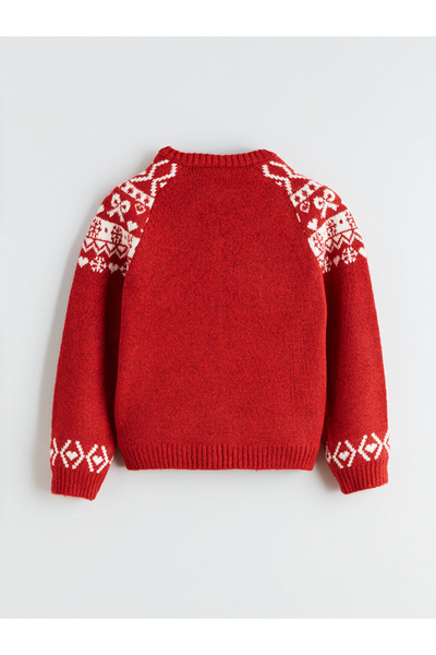 LC Waikiki Kids Red Crew Neck Girls' Knitwear Cardigan