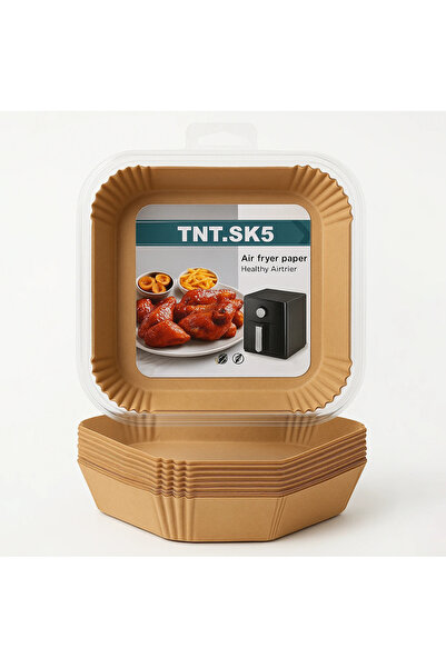 Next Trend Set of 50 Air Fryer Baking Papers, Square 20×20×4.5 cm, Heat-Resistant, Plastic Holder with Lid