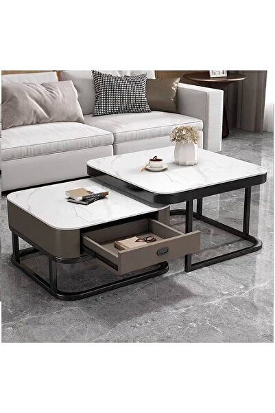 NKX طاولة قهوة مستديرة صغيرة بسيطة حديثة فاخرة خفيفة لغرفة المعيشة والمنزل