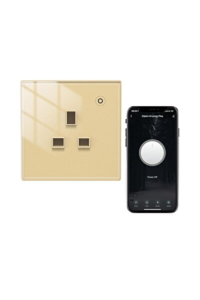 MOES ZigBee Smart Plug - 16A High Power Glass Panel Outlet with Energy Monitoring (Golden)