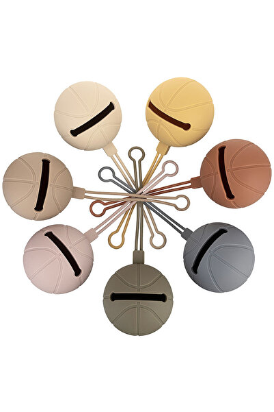 Pitikot Pitikot® Portable Silicone Pacifier Holder, Basketball Pattern, Green