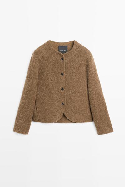 Massimo Dutti Fırçalanmış Yüzeyli Alpaka Yün Ceket