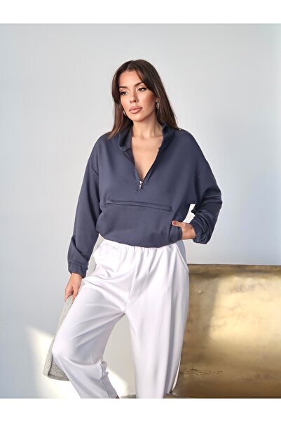 Paw Garage Women's Kangaroo Pocket Half Zip Sweat