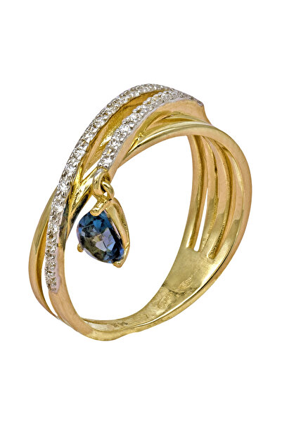 Gold Inel Aur de 14K cu Diamante și Topaz