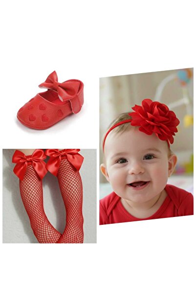 hira kids collection BABY BOOTIES SHOES-BANDANA-FILE SOCKS TRIPLE SET