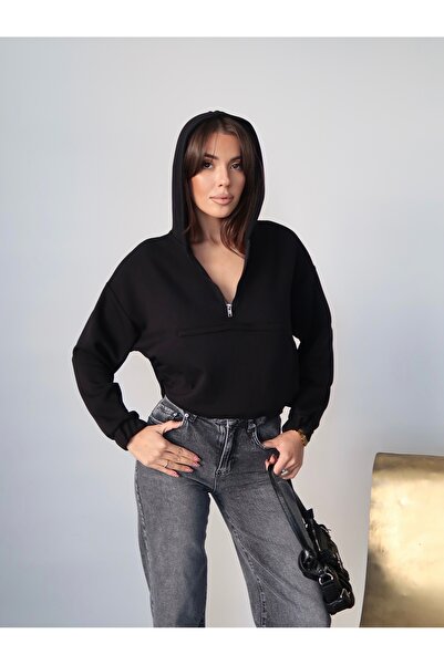 Paw Garage Women's Kangaroo Pocket Half Zip Sweat