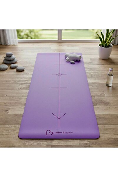 lethe boards Doğal Kauçuk PU+ Rubber Kaydırmaz Yoga Matı 5 mm - Taşıma Askılı Pilates Minderi