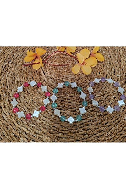 elbi bijuteri Üçlü lastik yonca bileklik