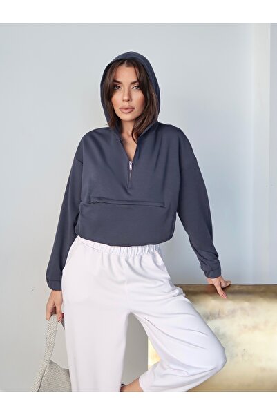 Paw Garage Women's Kangaroo Pocket Half Zip Sweat