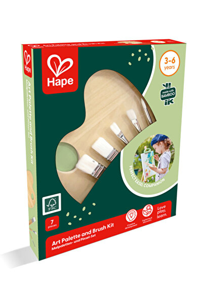 Hape Bamboo Art Palette and Brush Kit - 7 pcs