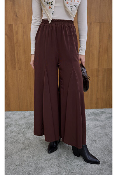 Birgül Bektaş Παντελόνι κρεπ Bitter Brown Godeli