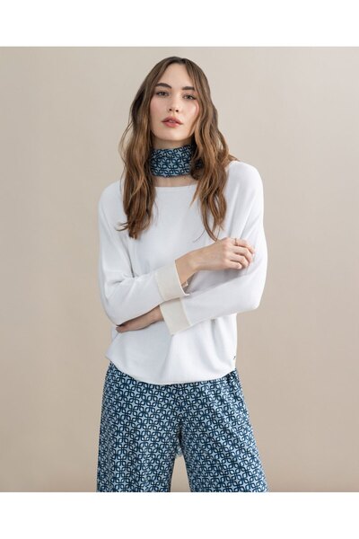 Surkana Pulover cu guler tip barcă, mâneci tip liliac - Stone - L