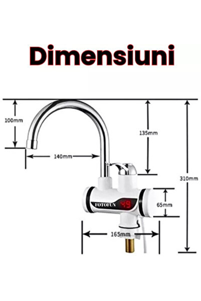 FOTOFUN Electric instant hot water tap, 3000W, 30-60°C, stainless steel, 360° rotating design