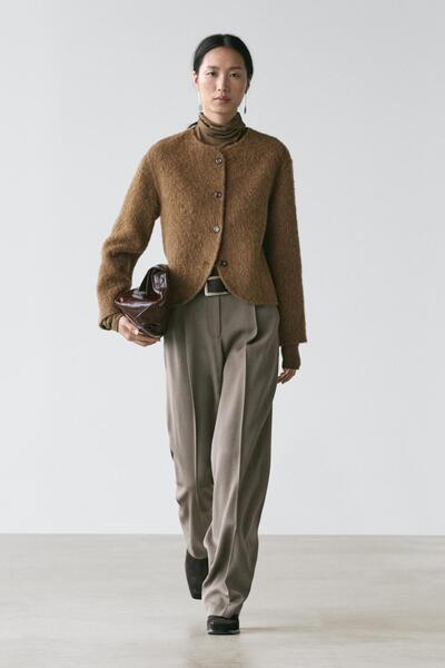 Massimo Dutti Fırçalanmış Yüzeyli Alpaka Yün Ceket