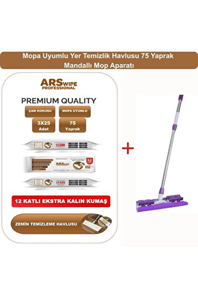 ARSWIPE PROFESSIONAL 12 KATLI EKSTRA DAYANIKLI MOPA UYUMLU ZEMİN TEMİZLEME HA...