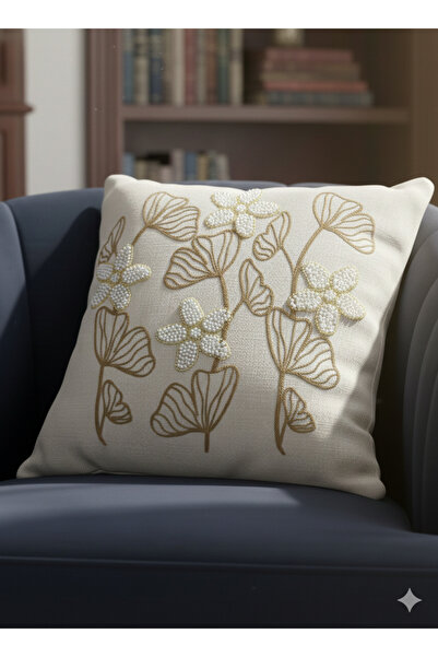 e-Bizz Store Pullu & Taşlı & Punch Nakışlı 1 Adet Kırlent Kılıfı