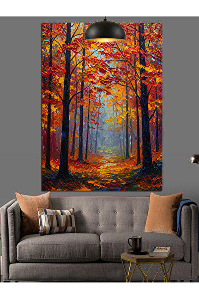 KanvasSepeti Pădurea de toamnă Pictură în ulei de înaltă calitate texturat Ca...