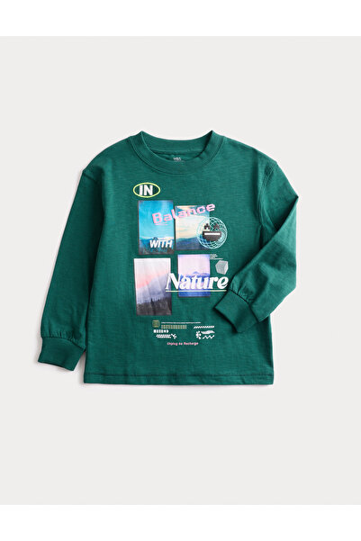 Marks & Spencer Saf Pamuk Grafik Baskılı Sweatshirt (2-8 Yaş)